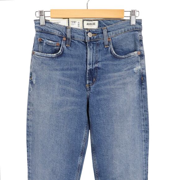 NWT Agolde Kye Mid-Rise Stretch Straight Crop In Notion Medium Wash Size 24 - Picture 5 of 10
